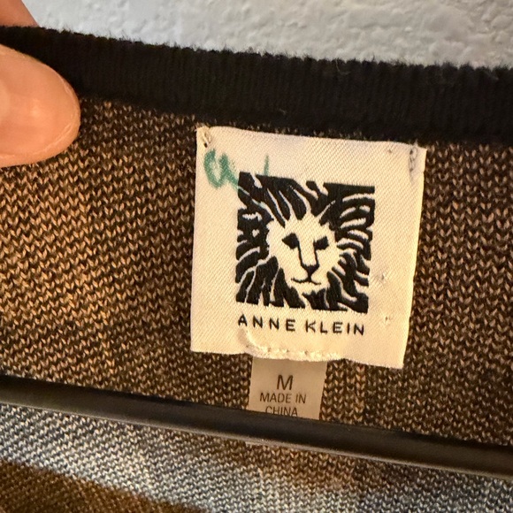 Anne Klein Black and Brown Knit Cardigan - Picture 2 of 6